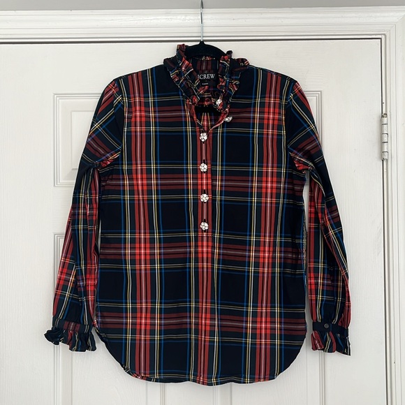 J.Crew Jeweled Button Popover Tunic in Stewart Tartan - Picture 5 of 12